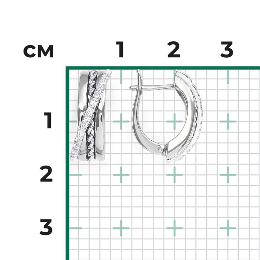 Серьги с английским замком из белого золота с фианитами 02-4341-00-401-1120-48