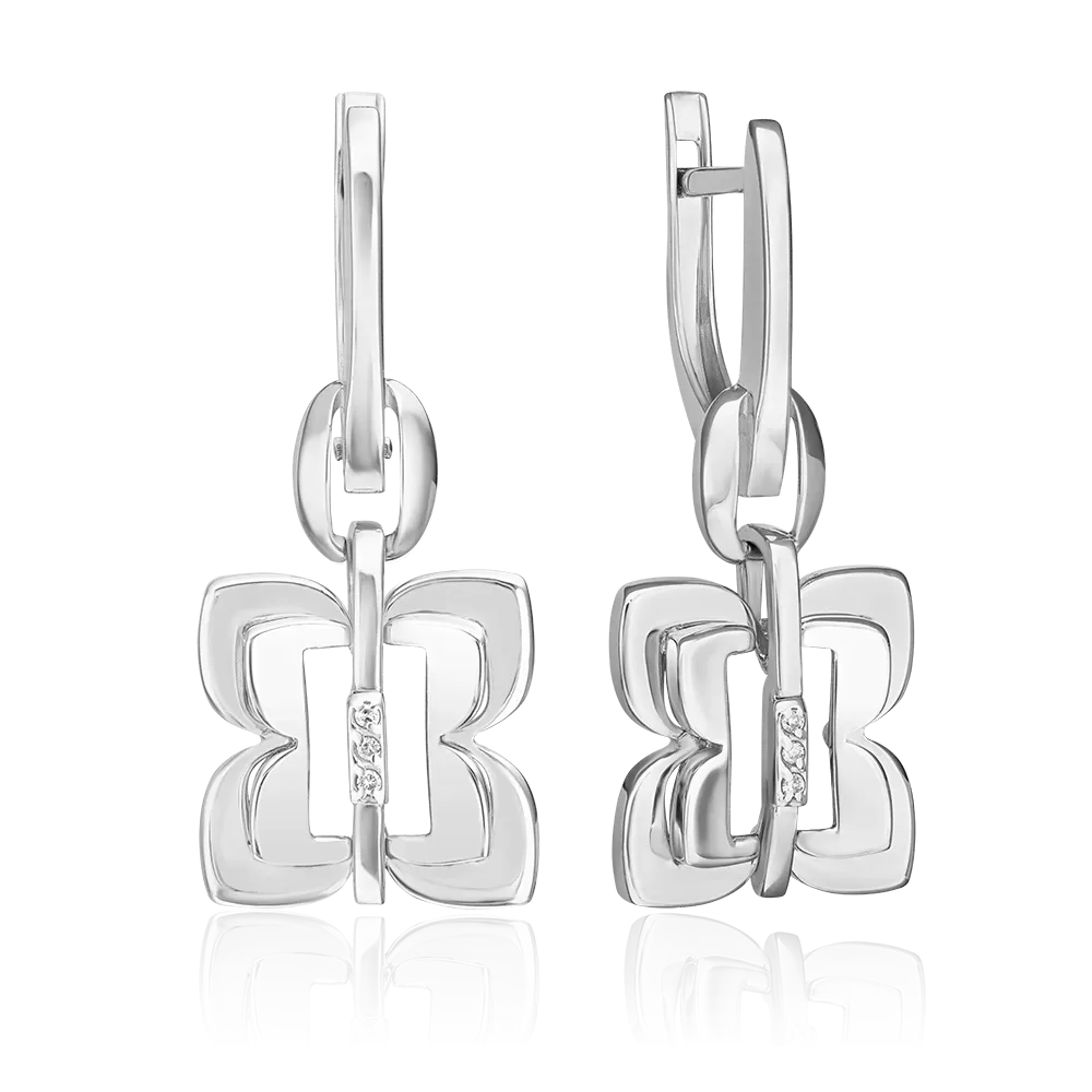 Серьги с английским замком из белого золота с бриллиантами 02-5010-00-101-1120