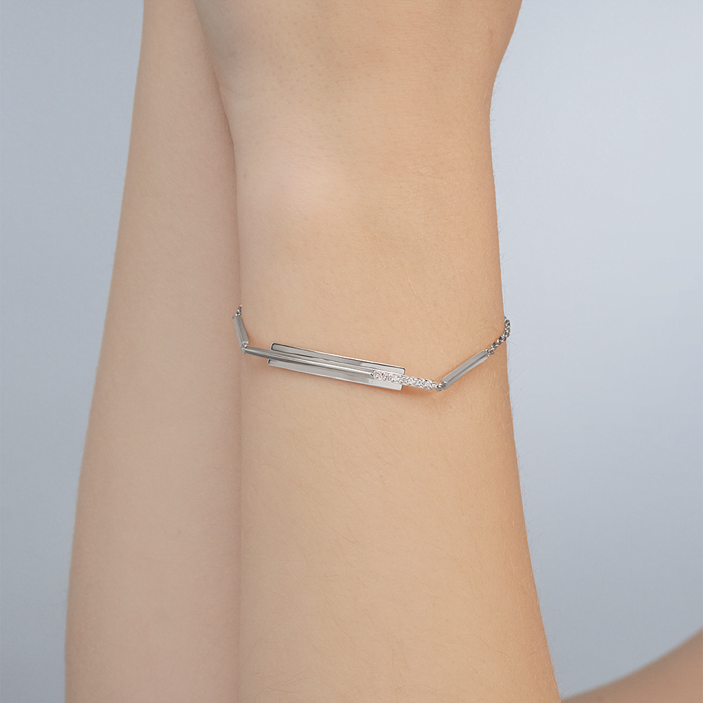 Браслет из белого золота с фианитами 05-0766-00-401-1120