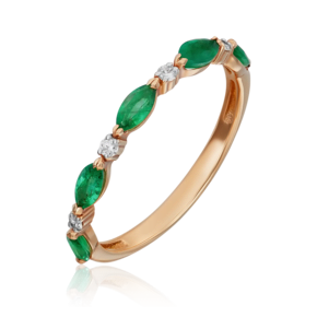 Кольцо из красного золота с изумрудами и бриллиантами 01-5534-00-106-1110-30