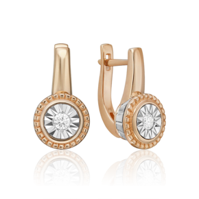 Серьги с английским замком из комбинированного золота с бриллиантом 02-5208-00-101-1111