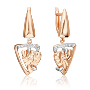 Серьги «Интрига» с английским замком из красного золота с натуральными топазами white 02-5103-00-201-1110