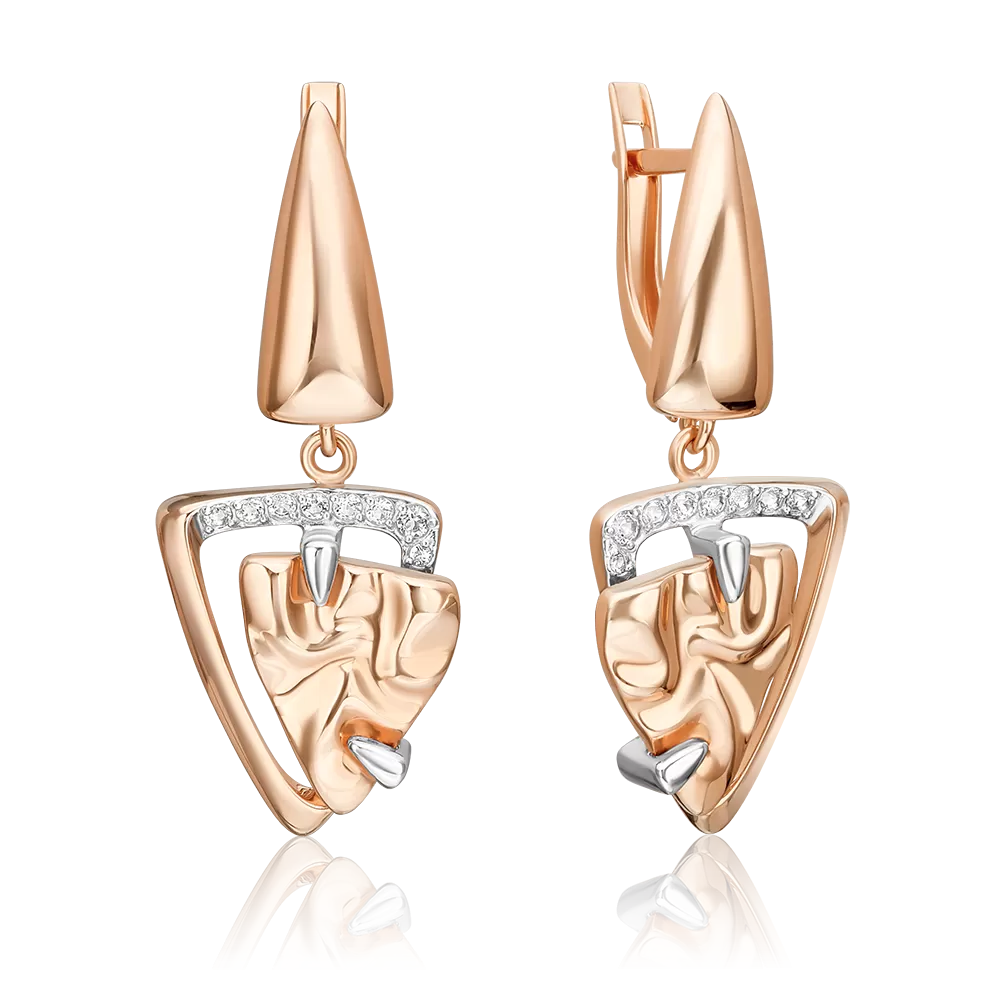 Серьги «Интрига» с английским замком из красного золота с натуральными топазами white 02-5103-00-201-1110