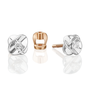 Серьги-пусеты из комбинированного золота с бриллиантом 02-5356-00-101-1111