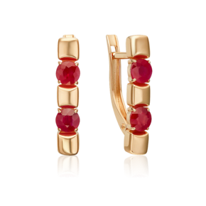 Серьги с английским замком из красного золота с рубином 02-5486-00-104-1110