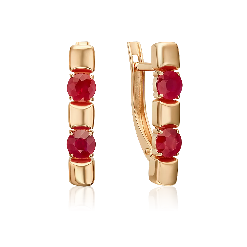 Серьги с английским замком из красного золота с рубином 02-5486-00-104-1110