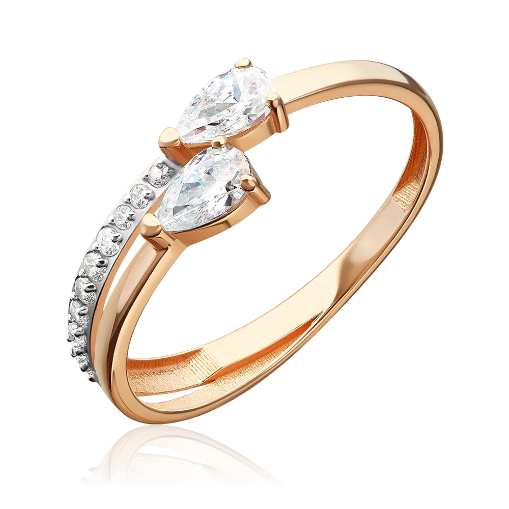 Кольцо из красного золота с фианитами 01-6003-00-401-1110