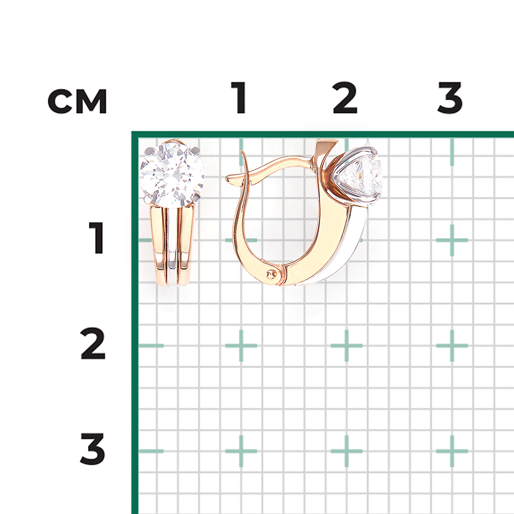 Серьги с английским замком из комбинированного золота с фианитом 02-4240-00-501-1111-38