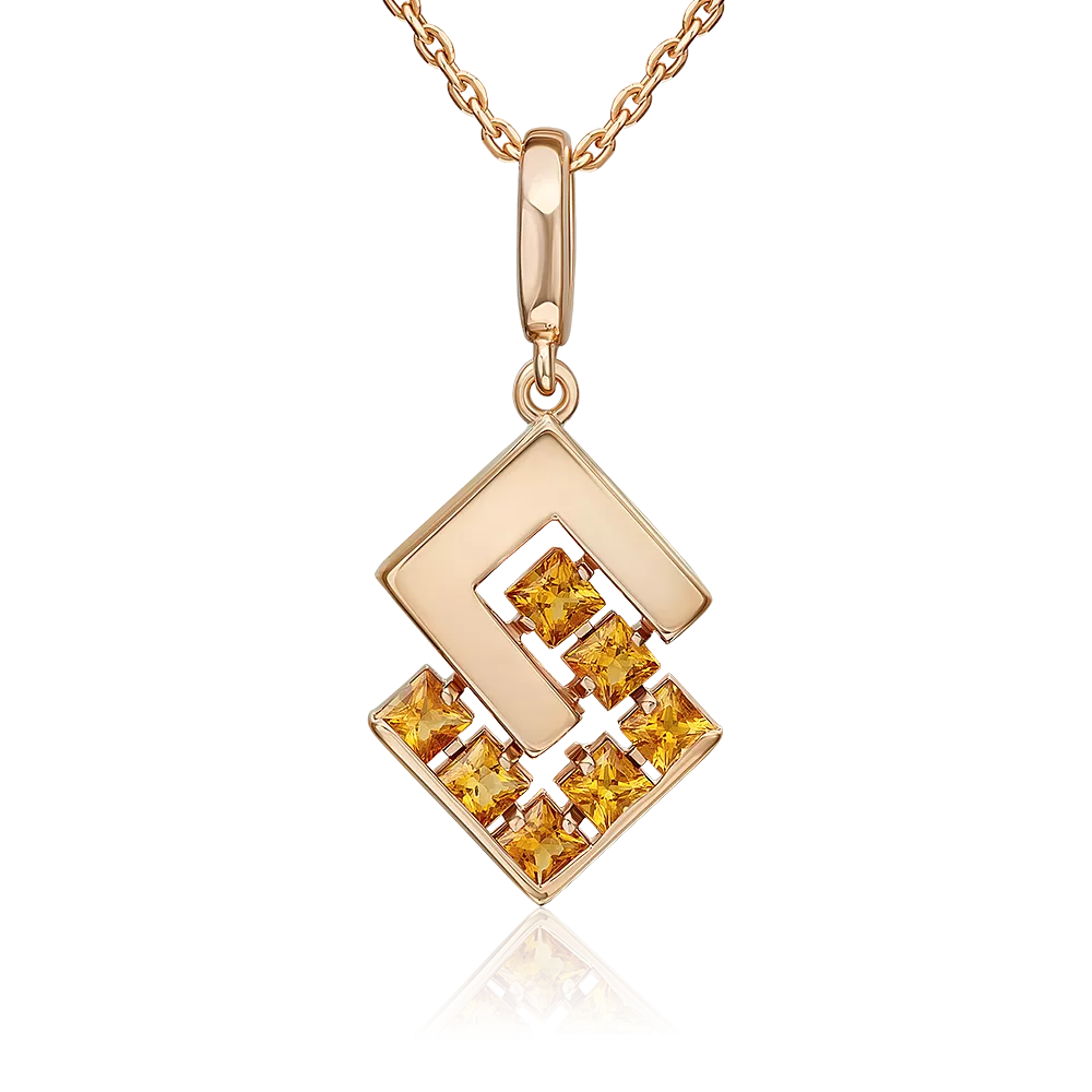 Подвеска из красного золота с цитринами 03-3589-00-206-1110