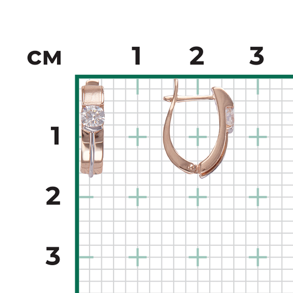 Серьги с английским замком из красного золота с фианитом 02-4300-00-401-1110