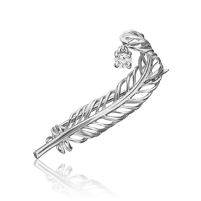 Брошь «Перо» из белого золота с фианитом 04-0240-00-401-1120-03