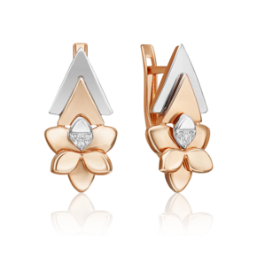 Серьги с английским замком из комбинированного золота с бриллиантами 02-4997-00-101-1111