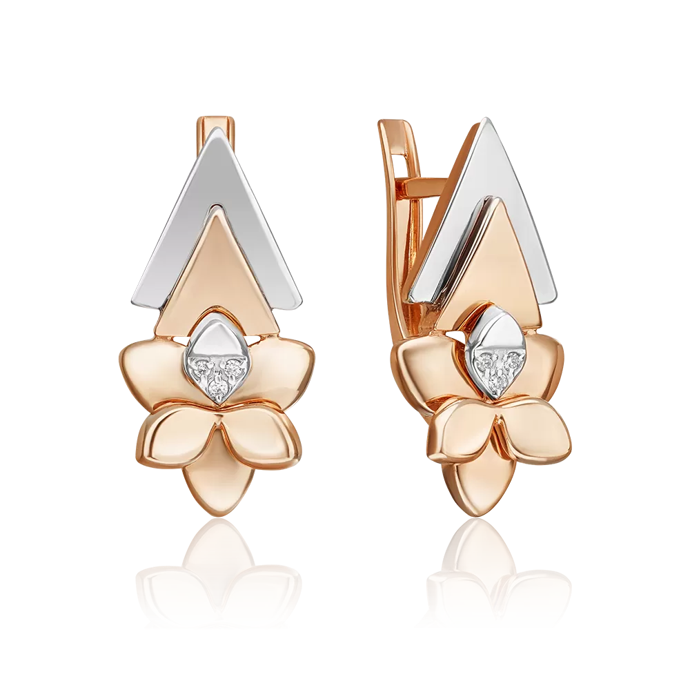 Серьги с английским замком из комбинированного золота с бриллиантами 02-4997-00-101-1111