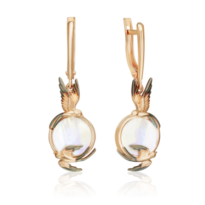 Серьги «Солнечный полдень» с английским замком из красного золота с перламутром 02-5460-00-744-1110 Серьги «Солнечный полдень» с английским замком из красного золота с перламутром 02-5460-00-744-1110