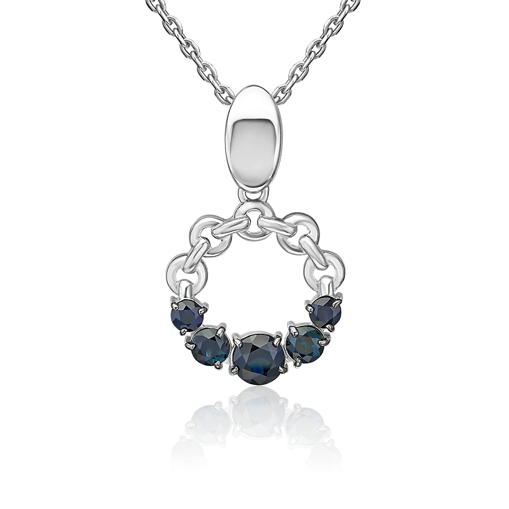 Подвеска из белого золота с сапфирами 03-3614-00-102-1120