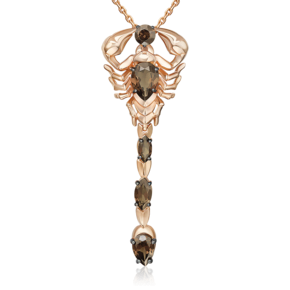 Подвеска «Скорпион» из красного золота с кварцем дымчатым 03-3497-00-202-1110