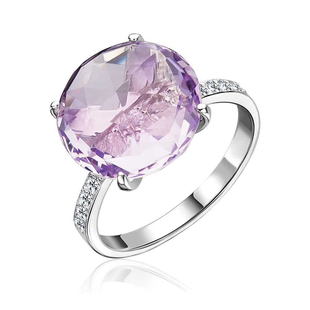 Кольцо из серебра с аметистом и фианитами 01-3462-00-209-0200
