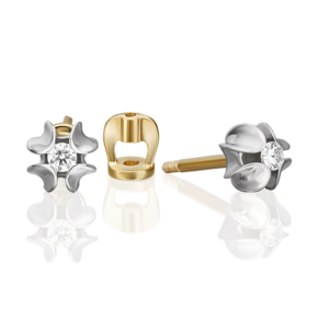 Серьги-пусеты из комбинированного золота с бриллиантом 02-5353-00-101-1121