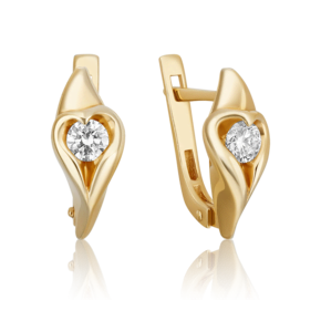 Серьги с английским замком из лимонного золота с бриллиантом 02-4899-00-101-1130-30