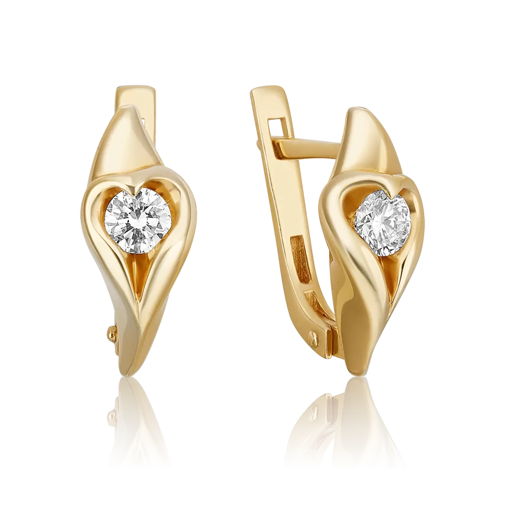 Серьги с английским замком из лимонного золота с бриллиантом 02-4899-00-101-1130-30