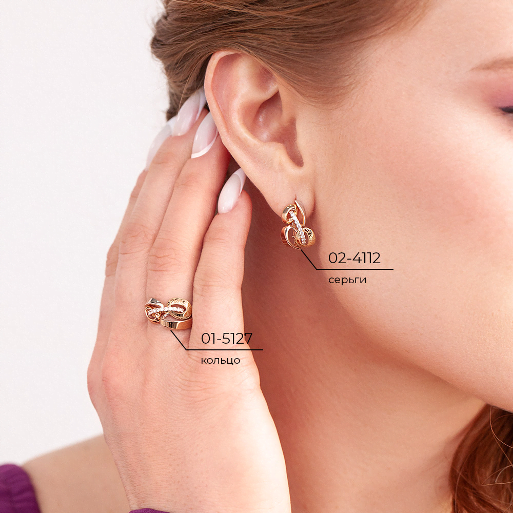 Серьги с английским замком из комбинированного золота с фианитами 02-4112-00-401-1113-48