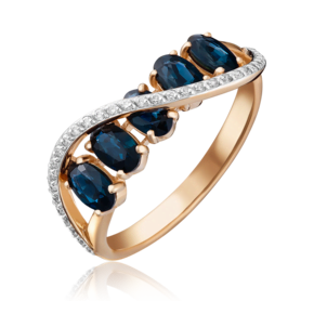 Кольцо из красного золота с сапфирами и бриллиантами 01-1498-00-105-1110-30