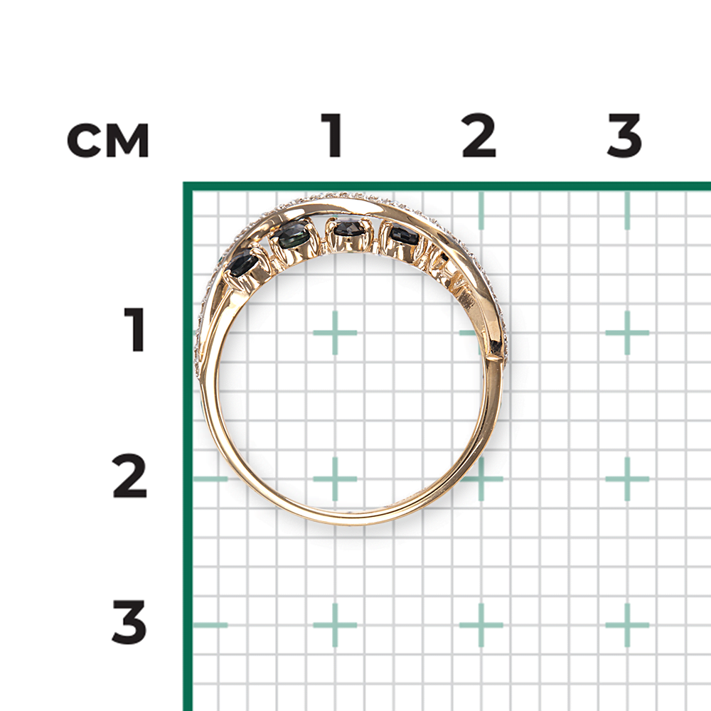 Кольцо из красного золота с сапфирами и бриллиантами 01-1498-00-105-1110-30