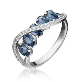 Кольцо из белого золота с сапфирами и бриллиантами 01-1498-00-105-1120-30