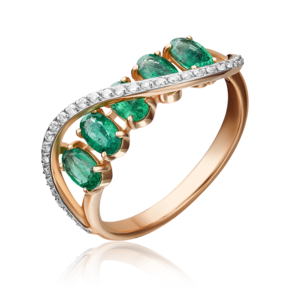 Кольцо из красного золота с изумрудами и бриллиантами 01-1498-00-106-1110-30