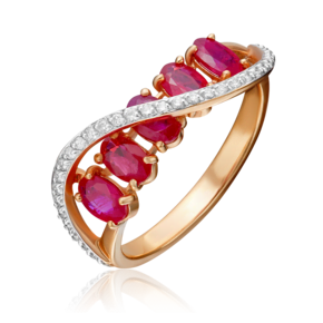 Кольцо из красного золота с рубинами и бриллиантами 01-1498-00-107-1110-30