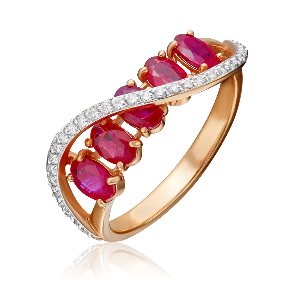 Кольцо из красного золота с рубинами и бриллиантами 01-1498-00-107-1110-30