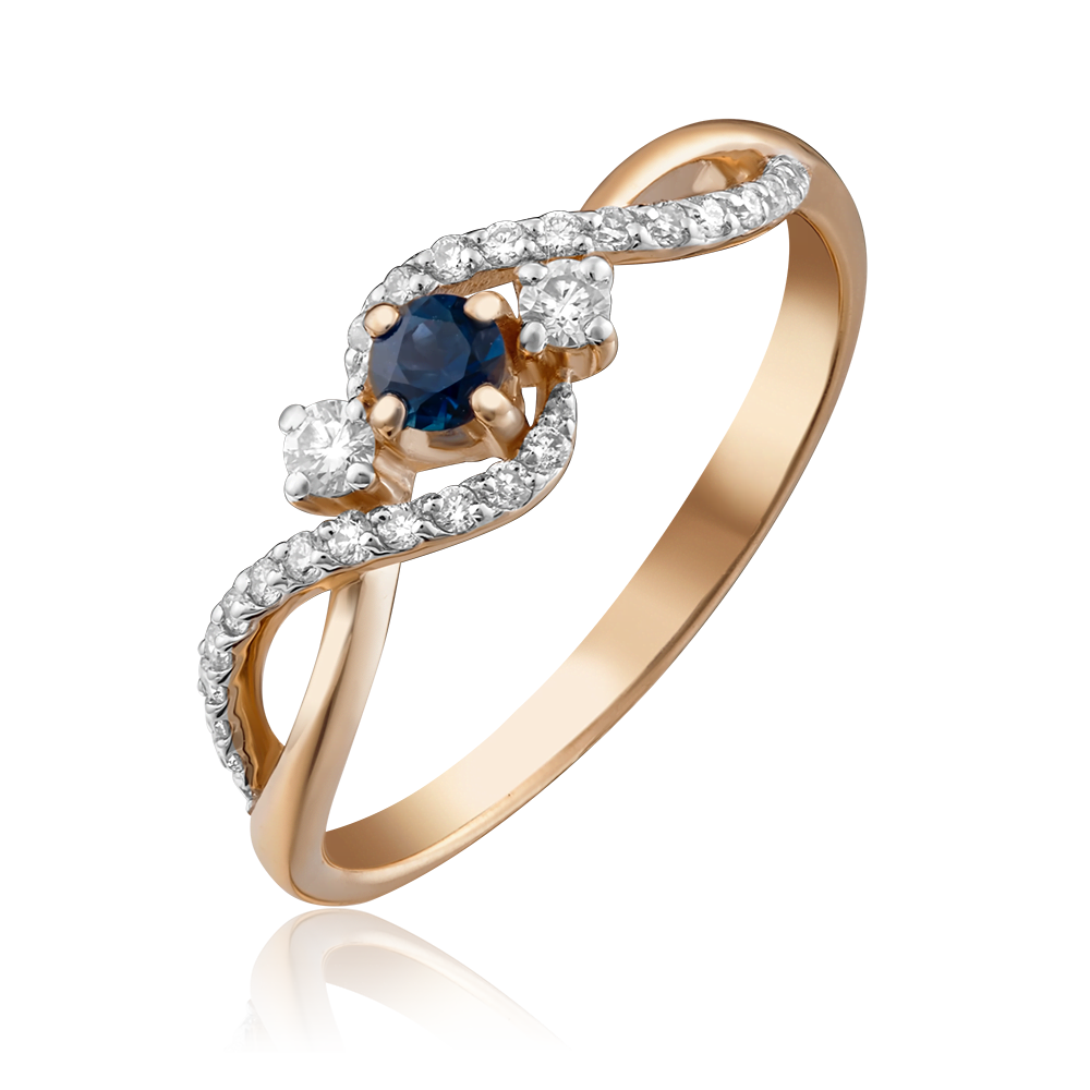Кольцо из красного золота с сапфиром и бриллиантами 01-1499-00-105-1110-30
