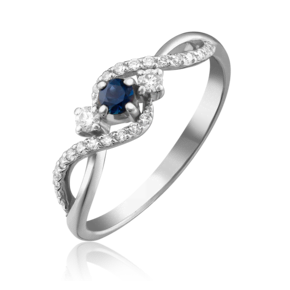 Кольцо из белого золота с сапфиром и бриллиантами 01-1499-00-105-1120-30