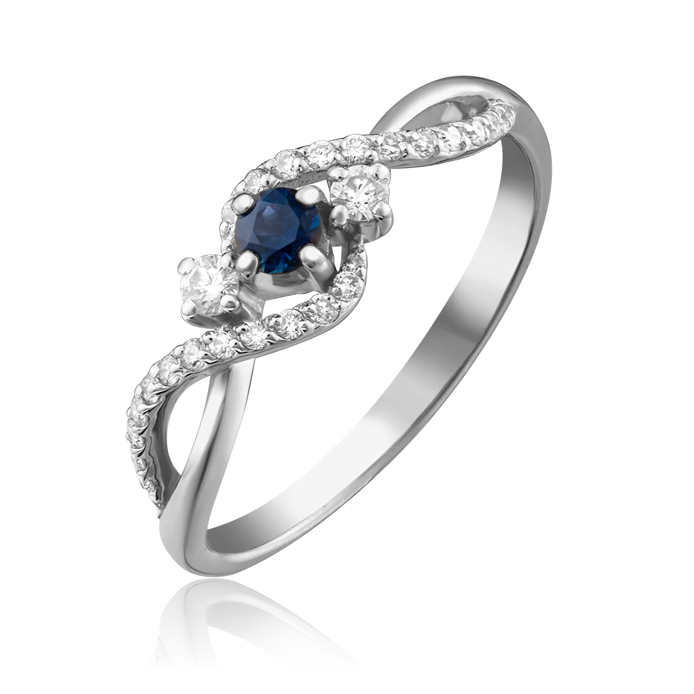 Кольцо из белого золота с сапфиром и бриллиантами 01-1499-00-105-1120-30