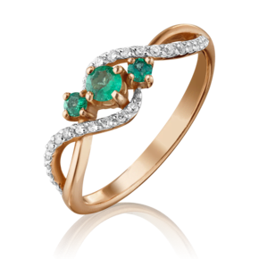 Кольцо из красного золота с изумрудами и бриллиантами 01-1499-00-106-1110-30