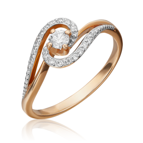 Кольцо из красного золота с бриллиантами