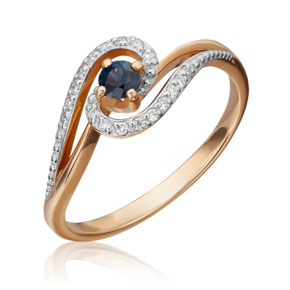 Кольцо из красного золота с сапфиром и бриллиантами 01-1500-00-105-1110-30