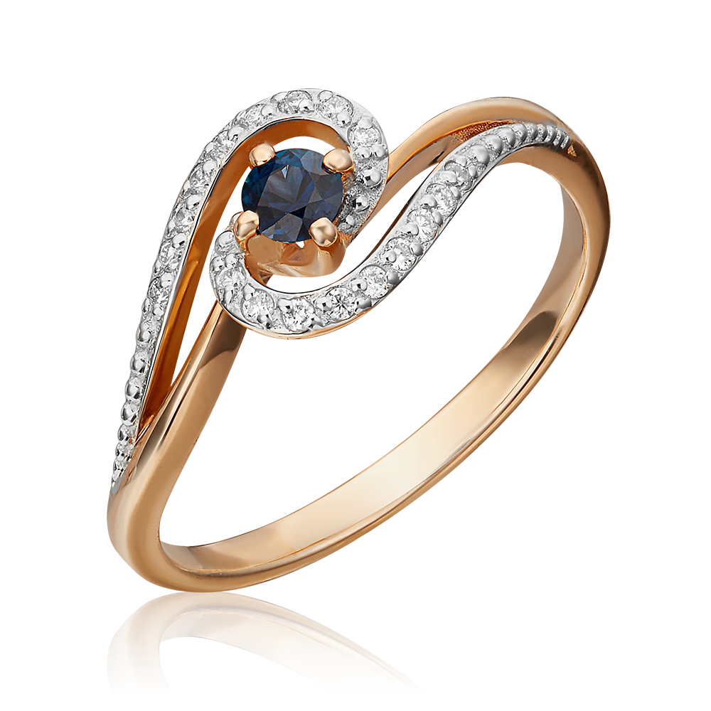 Кольцо из красного золота с сапфиром и бриллиантами 01-1500-00-105-1110-30