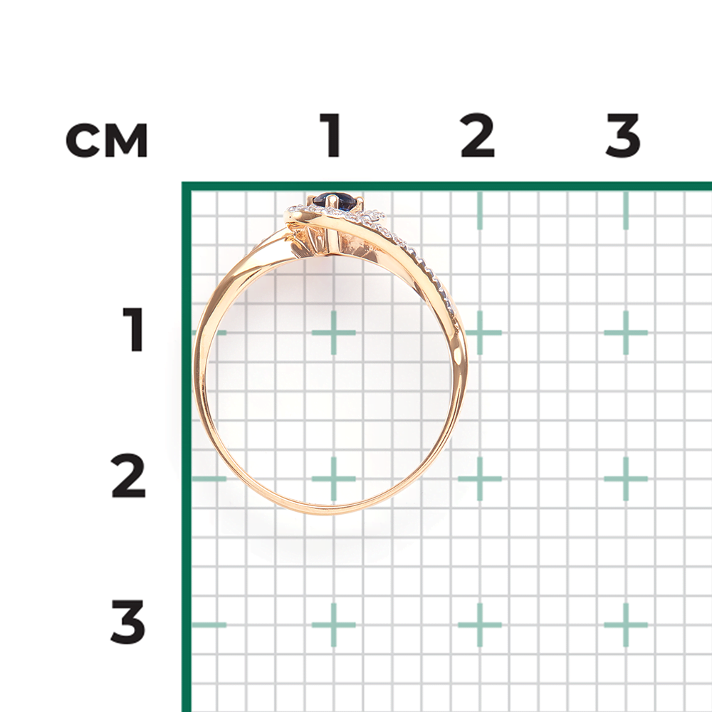 Кольцо из красного золота с сапфиром и бриллиантами 01-1500-00-105-1110-30