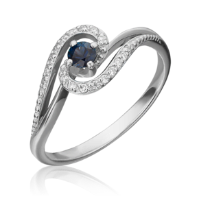 Кольцо из белого золота с сапфиром и бриллиантами 01-1500-00-105-1120-30