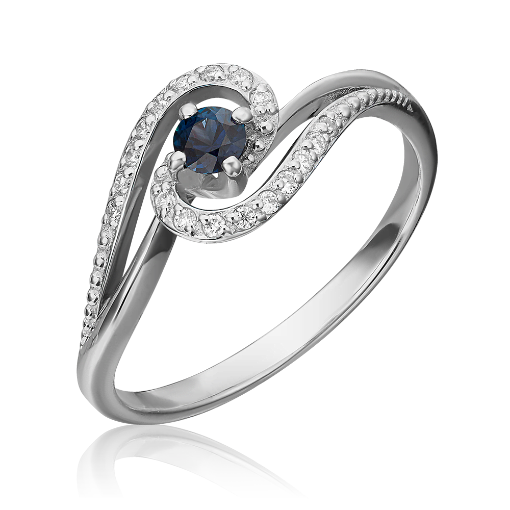 Кольцо из белого золота с сапфиром и бриллиантами 01-1500-00-105-1120-30