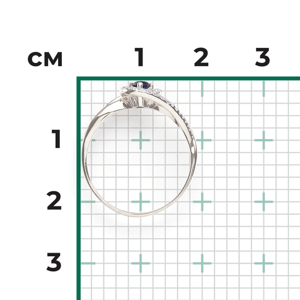 Кольцо из белого золота с сапфиром и бриллиантами 01-1500-00-105-1120-30