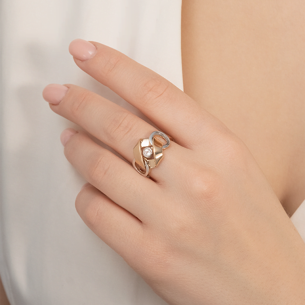 Кольцо из комбинированного золота с натуральным топазом white 01-5616-00-201-1111