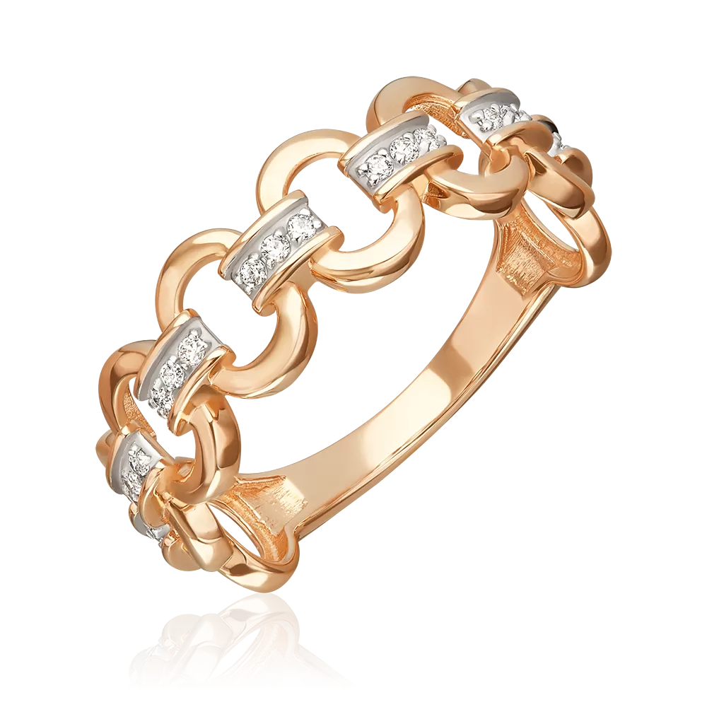 Кольцо из красного золота с фианитами 01-5909-00-401-1110