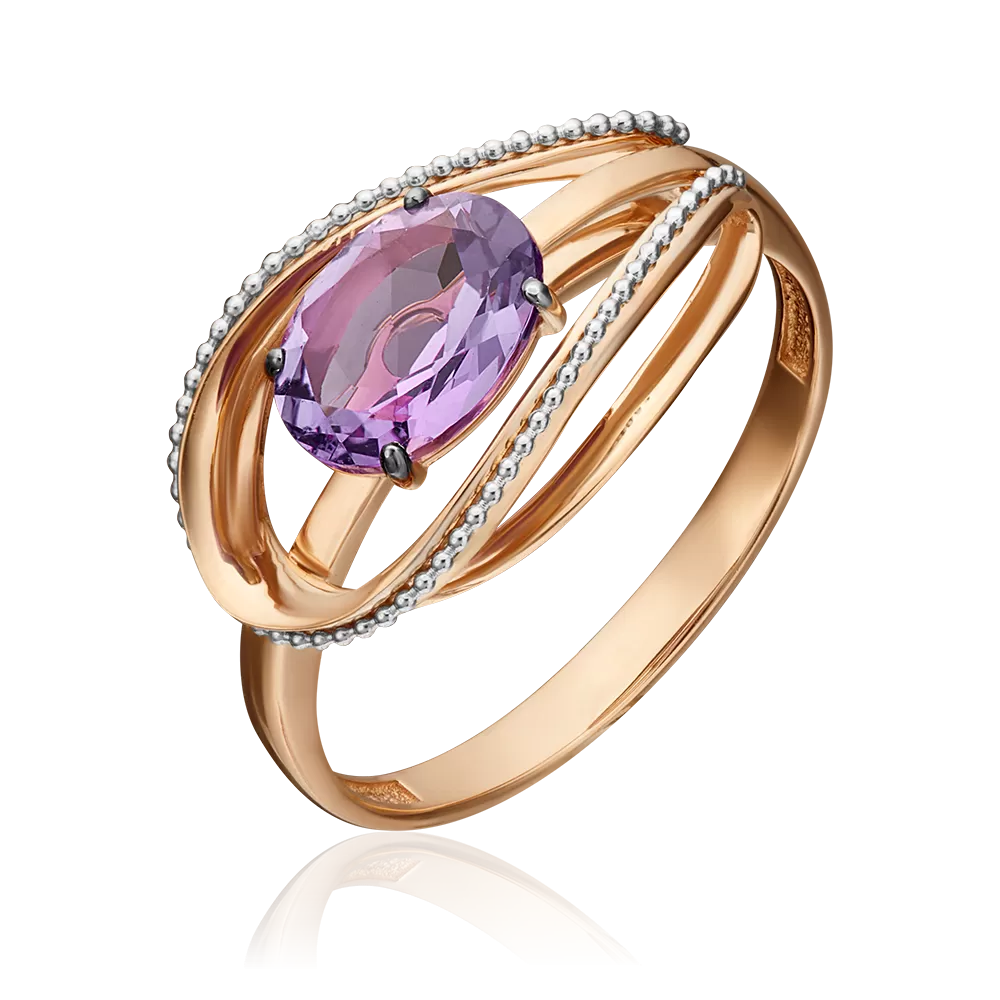 Кольцо из комбинированного золота с аметистом 01-5390-00-203-1111-57