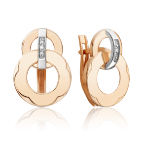 Серьги с английским замком из комбинированного золота с бриллиантами 02-5002-00-101-1111