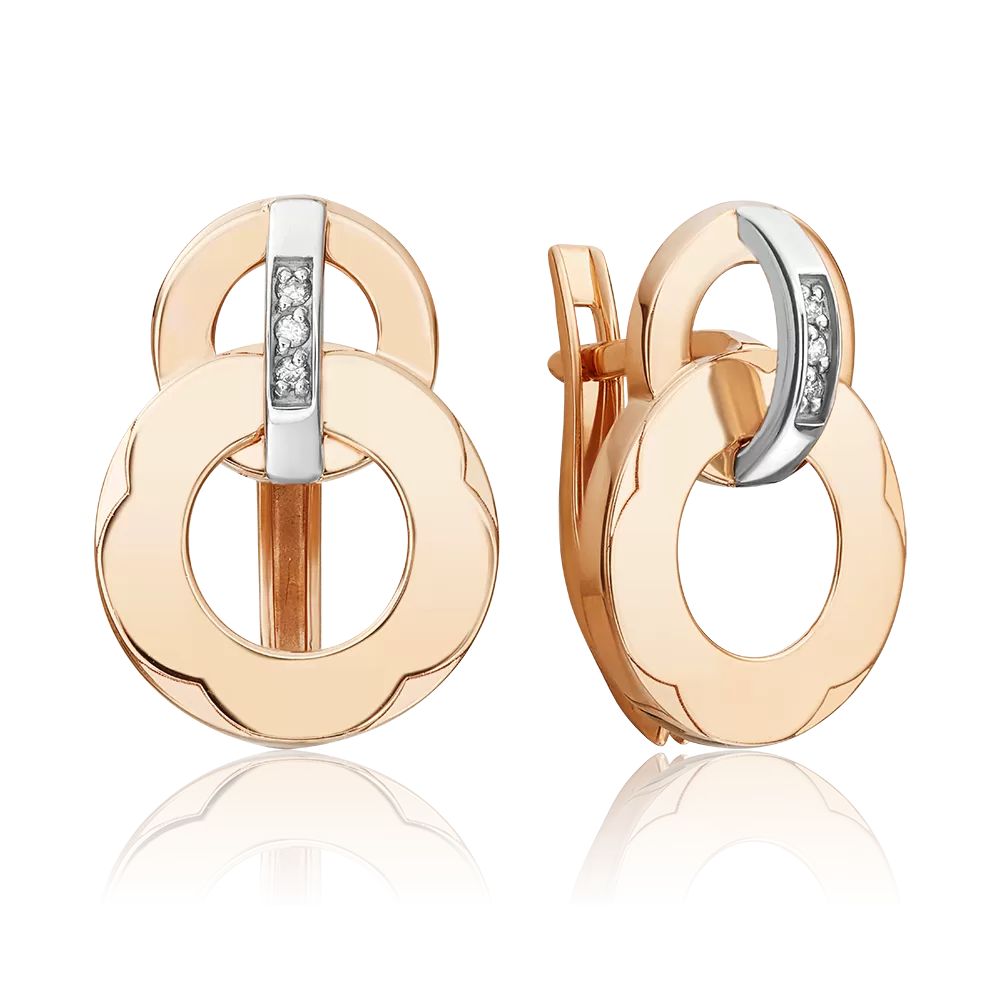 Серьги с английским замком из комбинированного золота с бриллиантами 02-5002-00-101-1111