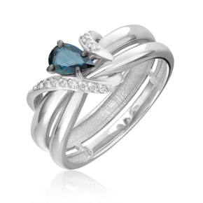 Кольцо из белого золота с сапфиром и бриллиантами 01-5724-00-105-1120