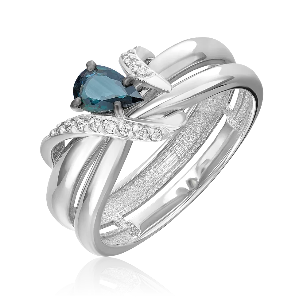 Кольцо из белого золота с сапфиром и бриллиантами 01-5724-00-105-1120