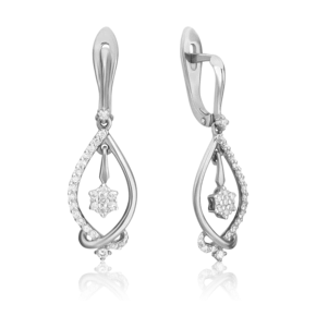 Серьги с английским замком из белого золота с бриллиантами 02-0948-00-101-1120-30